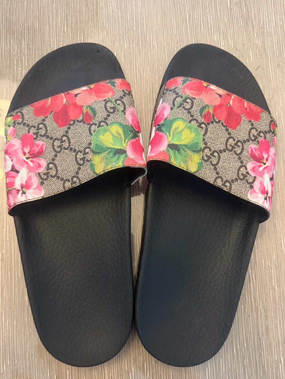 Authentic Gucci Floral GG Slide Sandals Bloom Size 39